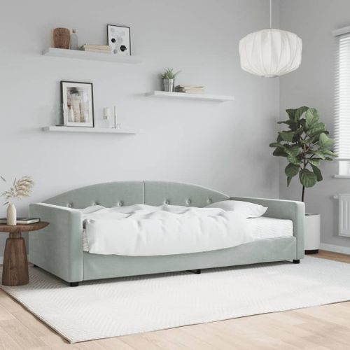 Vidaxl Lit De Jour Avec Matelas Gris Clair 100x200 Cm Velours