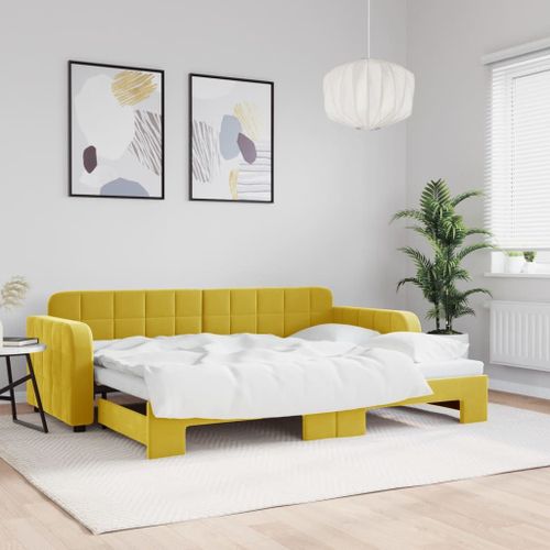 Vidaxl Lit De Jour Avec Lit Gigogne Jaune 80x200 Cm Velours