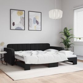 Vidaxl Lit De Jour Avec Gigogne Sans Matelas Noir 90x200 Cm