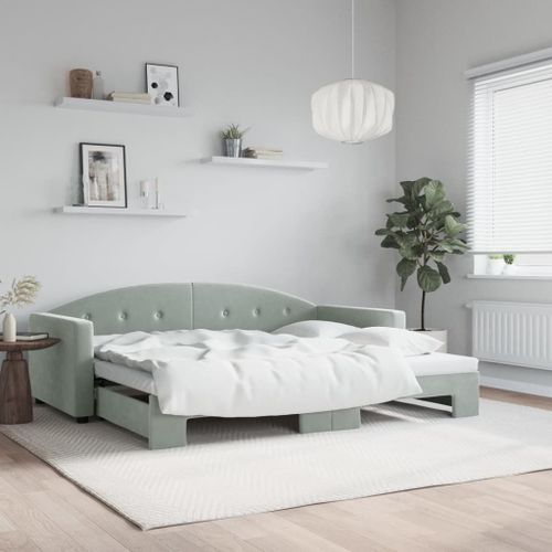 Vidaxl Lit De Jour Avec Gigogne Sans Matelas Gris Clair 90x200 Cm