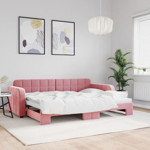 Vidaxl Lit De Jour Avec Lit Gigogne Rose 80x200 Cm Velours