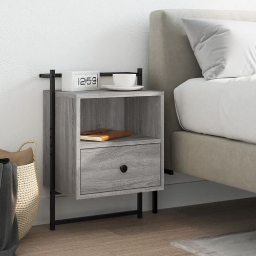 Vidaxl Table De Chevet Murale Sonoma Gris 40x30x61cm Bois D'ingénierie