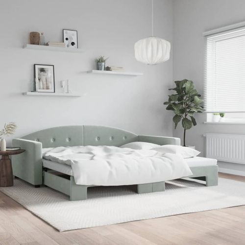 Vidaxl Lit De Jour Avec Gigogne Sans Matelas Gris Clair 100x200 Cm