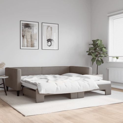 Vidaxl Lit De Jour Avec Lit Gigogne Taupe 100x200 Cm Tissu