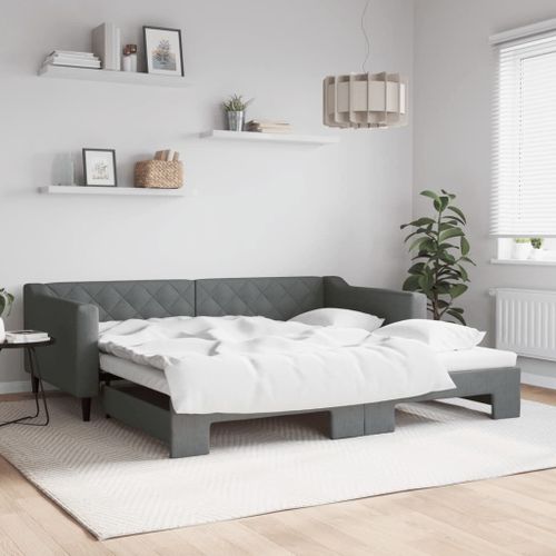 Vidaxl Lit De Jour Avec Lit Gigogne Gris Foncé 100x200 Cm Tissu