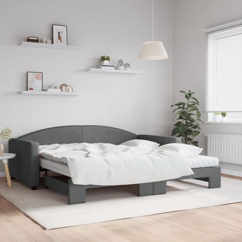 Vidaxl Lit De Jour Avec Gigogne Et Matelas Gris Foncé 100x200 Cm Tissu