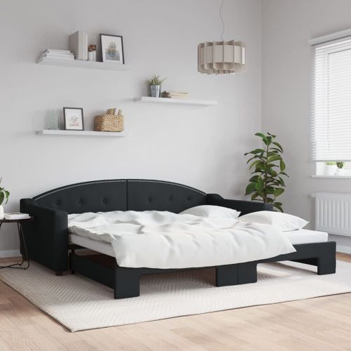 Vidaxl Lit De Jour Avec Lit Gigogne Noir 100x200 Cm Tissu