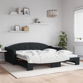 Vidaxl Lit De Jour Avec Lit Gigogne Noir 100x200 Cm Tissu