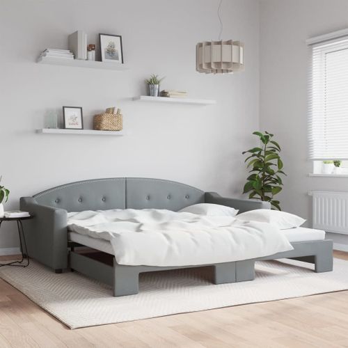 Vidaxl Lit De Jour Avec Gigogne Sans Matelas Gris Clair 100x200 Cm