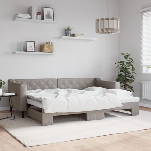 Vidaxl Lit De Jour Avec Lit Gigogne Taupe 80x200 Cm Tissu