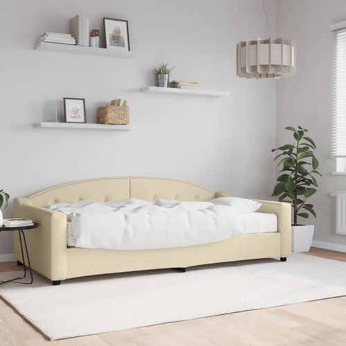 Vidaxl Lit De Jour Avec Matelas Crème 100x200 Cm Tissu