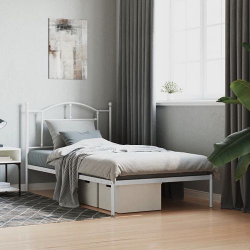 Vidaxl Cadre De Lit Métal Sans Matelas Et Tête De Lit Blanc 100x190 Cm