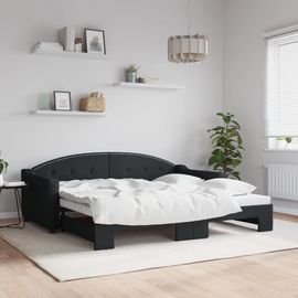 Vidaxl Lit De Jour Avec Lit Gigogne Noir 90x190 Cm Tissu