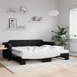 Vidaxl Lit De Jour Avec Lit Gigogne Noir 90x190 Cm Tissu