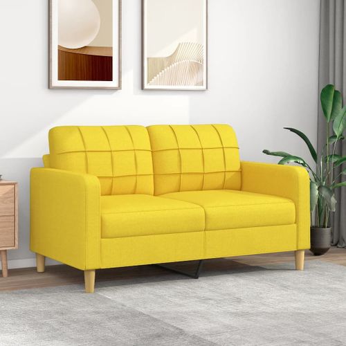 Vidaxl Canapé À 2 Places Jaune Clair 140 Cm Tissu