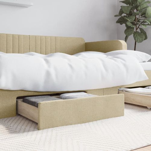 Vidaxl Tiroirs De Lit 2 Pcs Crème Bois D'ingénierie Et Tissu