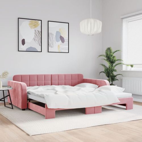 Vidaxl Lit De Jour Avec Lit Gigogne Rose 100x200 Cm Velours