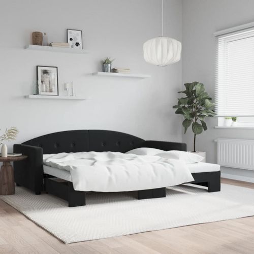 Vidaxl Lit De Jour Avec Lit Gigogne Noir 90x190 Cm Velours