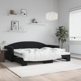Vidaxl Lit De Jour Avec Lit Gigogne Noir 90x190 Cm Velours