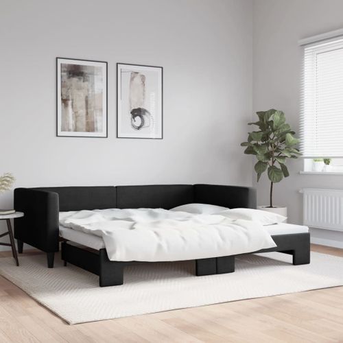 Vidaxl Lit De Jour Avec Lit Gigogne Noir 100x200 Cm Tissu