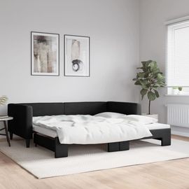 Vidaxl Lit De Jour Avec Lit Gigogne Noir 100x200 Cm Tissu