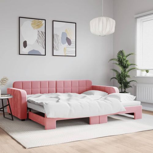 Vidaxl Lit De Jour Avec Gigogne Sans Matelas Rose 90x200 Cm