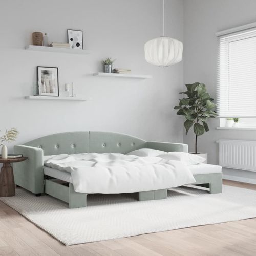 Vidaxl Lit De Jour Avec Lit Gigogne Gris Clair 90x190 Cm Velours
