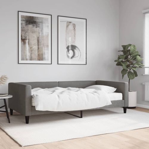Vidaxl Lit De Jour Avec Matelas Gris Foncé 100x200 Cm Tissu