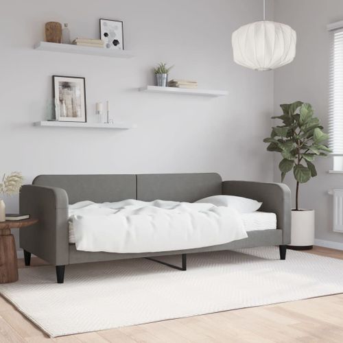 Vidaxl Lit De Jour Avec Matelas Gris Foncé 90x190 Cm Tissu