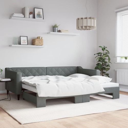 Vidaxl Lit De Jour Avec Gigogne Sans Matelas Gris Foncé 90x200 Cm