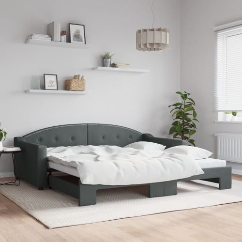 Vidaxl Lit De Jour Avec Lit Gigogne Gris Foncé 100x200 Cm Tissu