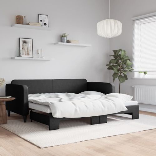 Vidaxl Lit De Jour Avec Lit Gigogne Noir 90x190 Cm Tissu