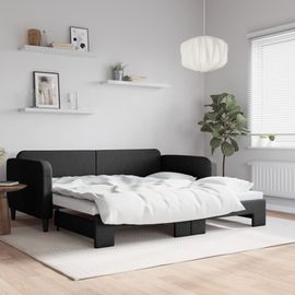Vidaxl Lit De Jour Avec Lit Gigogne Noir 100x200 Cm Tissu