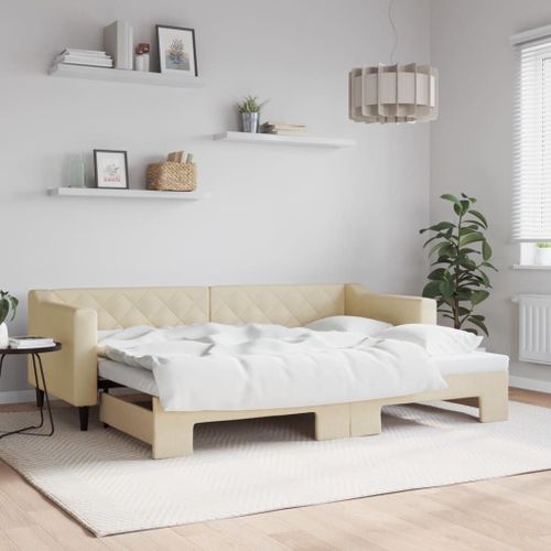 Vidaxl Lit De Jour Avec Gigogne Sans Matelas Crème 80x200 Cm