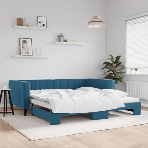 Vidaxl Lit De Jour Avec Gigogne Sans Matelas Bleu 100x200 Cm