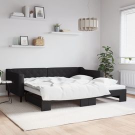 Vidaxl Lit De Jour Avec Lit Gigogne Noir 100x200 Cm Tissu