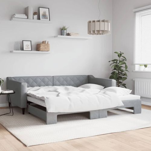 Vidaxl Lit De Jour Avec Lit Gigogne Gris Clair 100x200 Cm Tissu