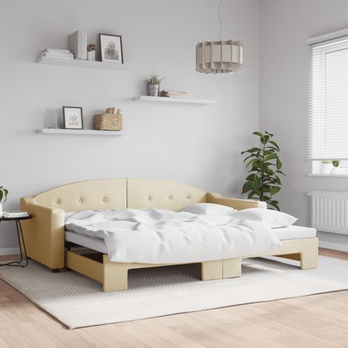 Vidaxl Lit De Jour Avec Gigogne Sans Matelas Crème 90x200 Cm