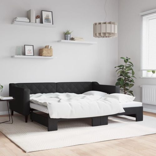 Vidaxl Lit De Jour Avec Lit Gigogne Noir 90x190 Cm Tissu