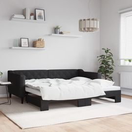 Vidaxl Lit De Jour Avec Lit Gigogne Noir 90x190 Cm Tissu