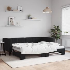 Vidaxl Lit De Jour Avec Lit Gigogne Noir 90x190 Cm Velours