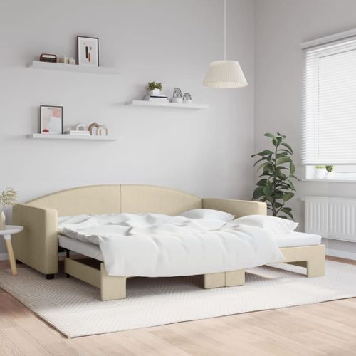 Vidaxl Lit De Jour Avec Lit Gigogne Crème 100x200 Cm Tissu