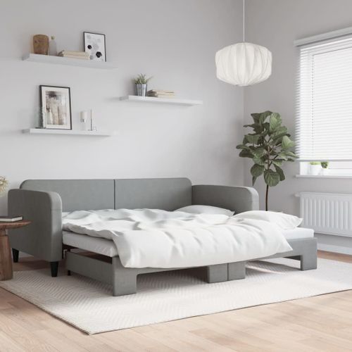 Vidaxl Lit De Jour Avec Lit Gigogne Gris Clair 100x200 Cm Tissu