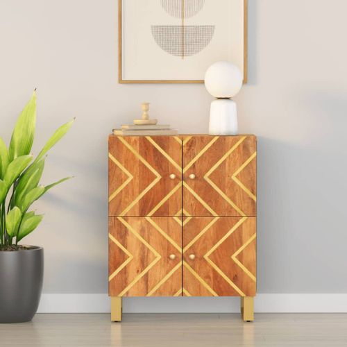 Vidaxl Armoire Latérale Marron Et Noir 60x33,5x75 Cm Bois De Manguier