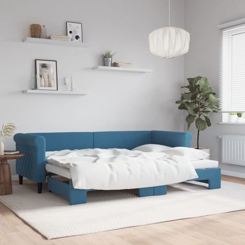 Vidaxl Lit De Jour Avec Gigogne Sans Matelas Bleu 80x200 Cm
