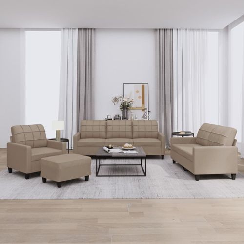 Vidaxl Ensemble De Canapés 4 Pcs Avec Coussins Cappuccino Similicuir