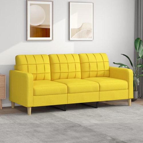 Vidaxl Canapé À 3 Places Jaune Clair 180 Cm Tissu