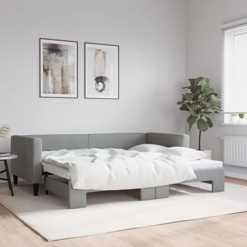 Vidaxl Lit De Jour Avec Lit Gigogne Gris Clair 90x190 Cm Tissu
