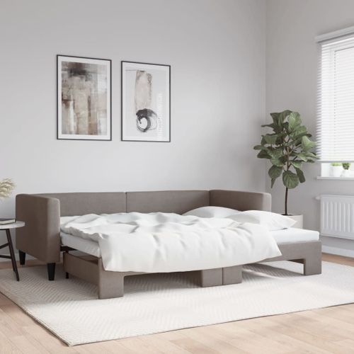 Vidaxl Lit De Jour Avec Lit Gigogne Taupe 90x200 Cm Tissu