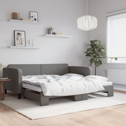 Vidaxl Lit De Jour Avec Lit Gigogne Gris Foncé 90x190 Cm Tissu